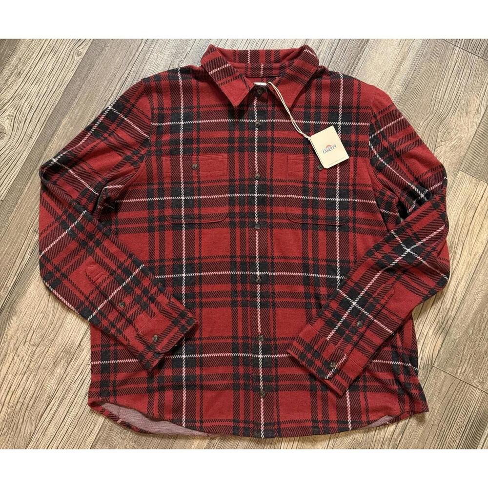 Faherty Brand Legend Sweater Shirt in the red plaid colorway Sz XL NWT